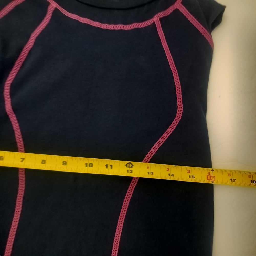 McQ Alexander McQueen Sleeveless Top Navy Pink Contrast Stitch Crew Neck Small. - Picture 7 of 7